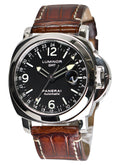 Luminor GMT Central Seconds in Stainless Steel  on Brown Leather Strap with Black Dial