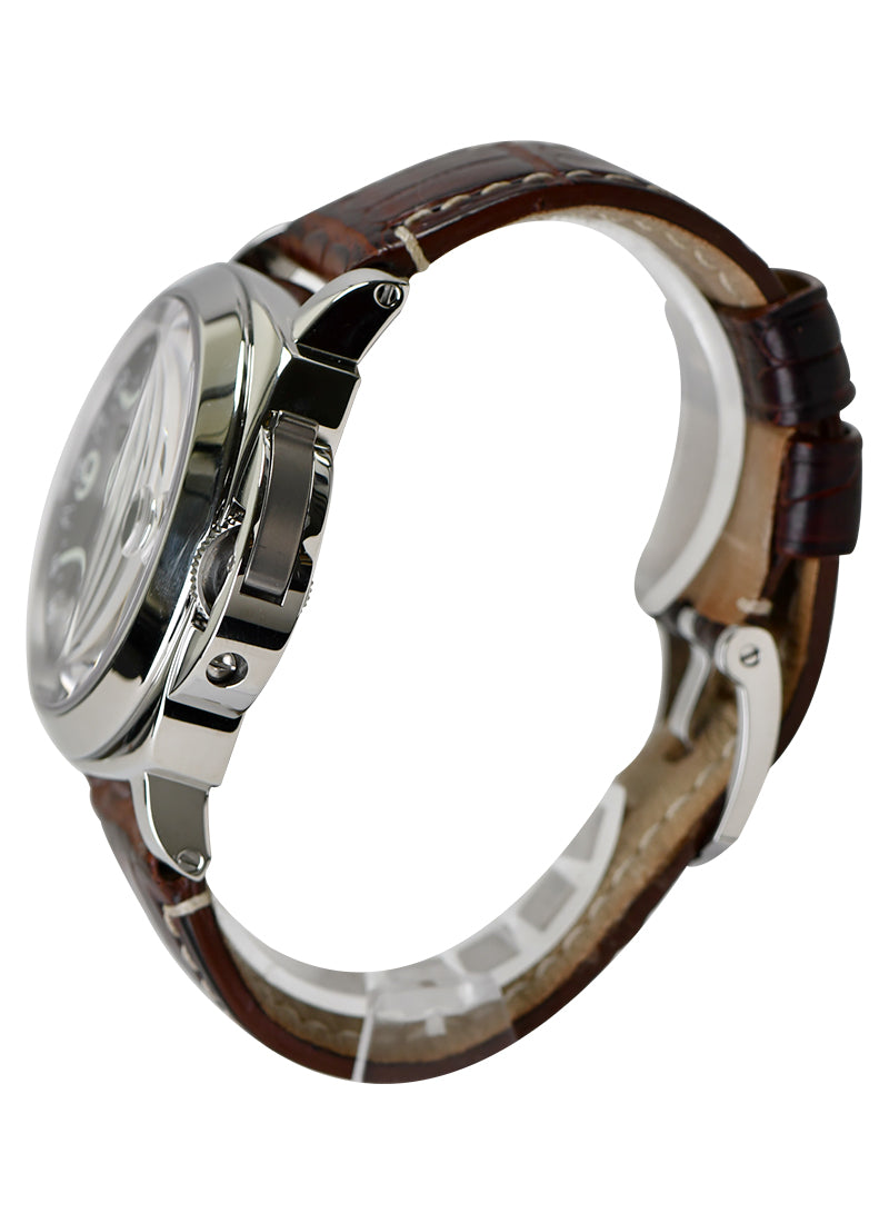 Luminor GMT Central Seconds in Stainless Steel  on Brown Leather Strap with Black Dial