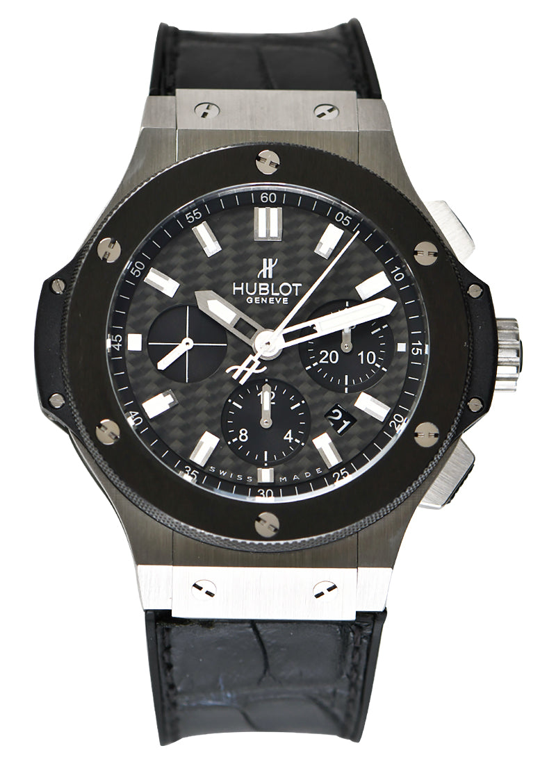 Hublot Big Bang Chronograph Evolution in Stainless Steel  on Black Rubber Strap with Black Dial