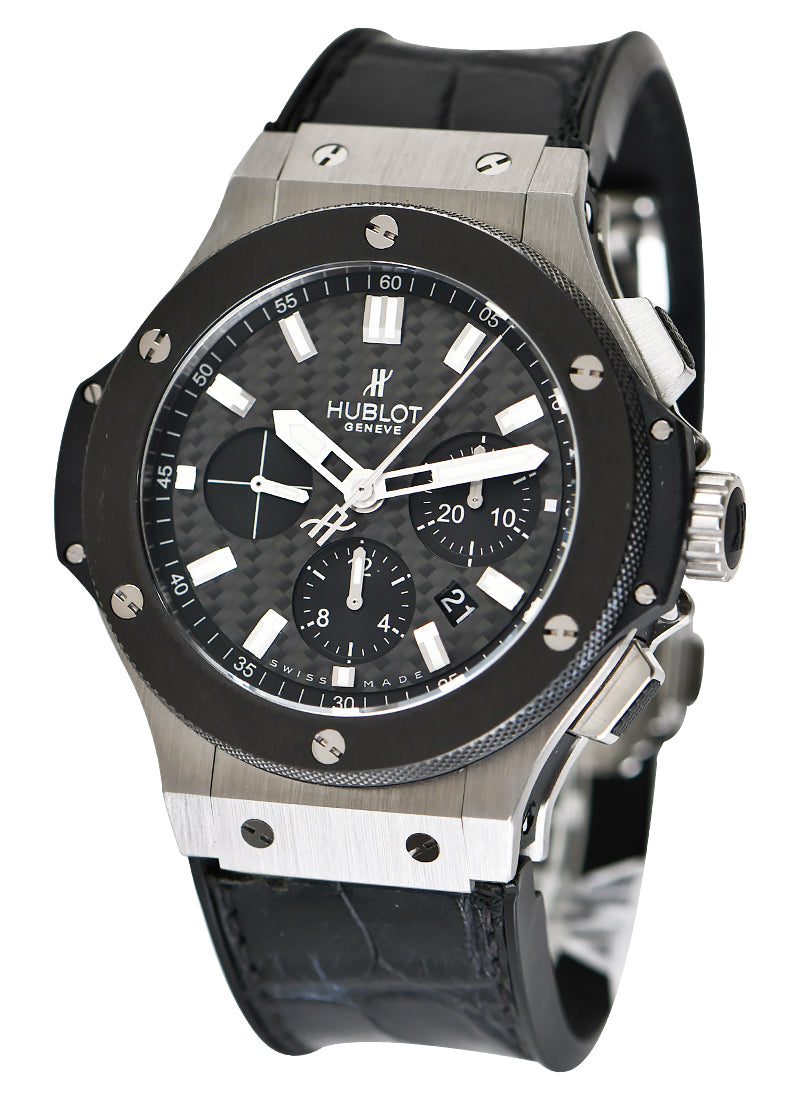 Hublot Big Bang Chronograph Evolution in Stainless Steel  on Black Rubber Strap with Black Dial