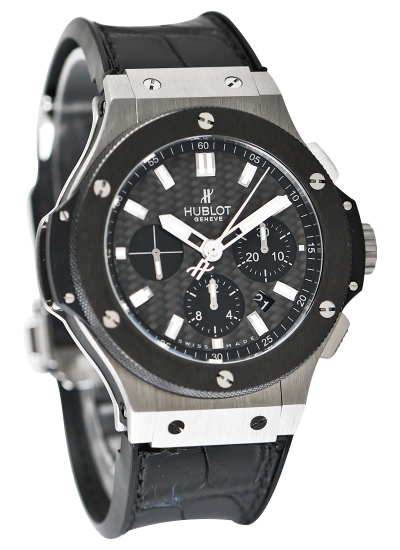 Hublot Big Bang Chronograph Evolution in Stainless Steel  on Black Rubber Strap with Black Dial