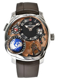 Greubel Forsey GMT Tourbillon in Platinum with 5N Movement  on Brown Rubber Strap with Black Dial--Two Year Factory Warranty