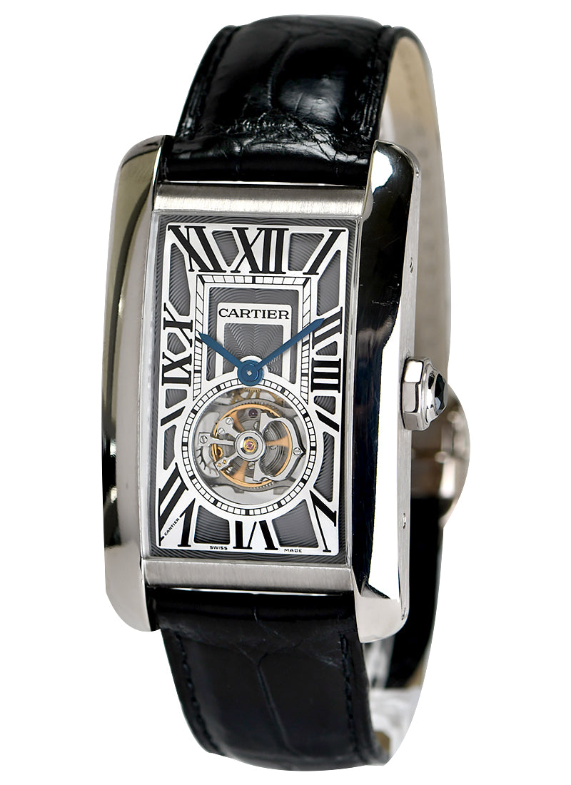 Cartier Black Leather Strap with Gray "Skeletonized" Dial