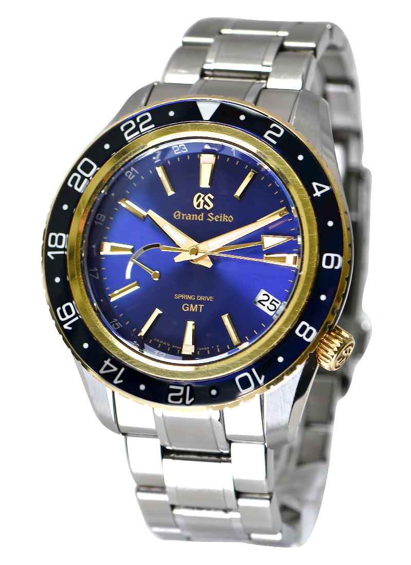 Spring Drive Sports GMT 44mm in Steel and Yellow Gold  on Steel Bracelet with Blue Dial
