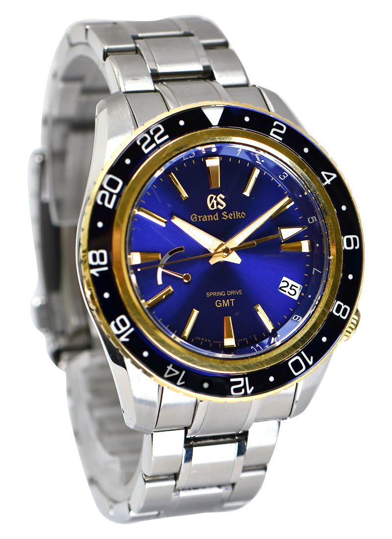Spring Drive Sports GMT 44mm in Steel and Yellow Gold  on Steel Bracelet with Blue Dial