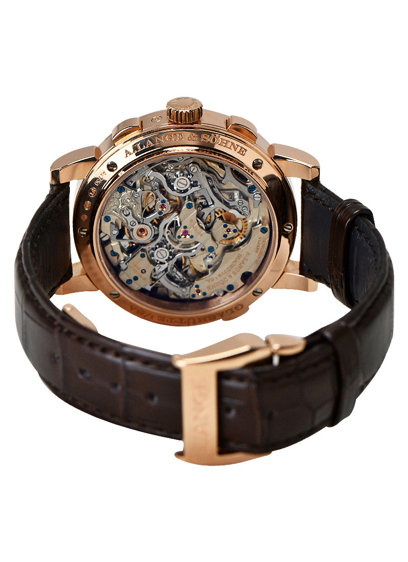 1815 Perpetual Calendar Rattrapante in Rose Gold  on Brown Leather Strap and Deployant Buckel with White Dial